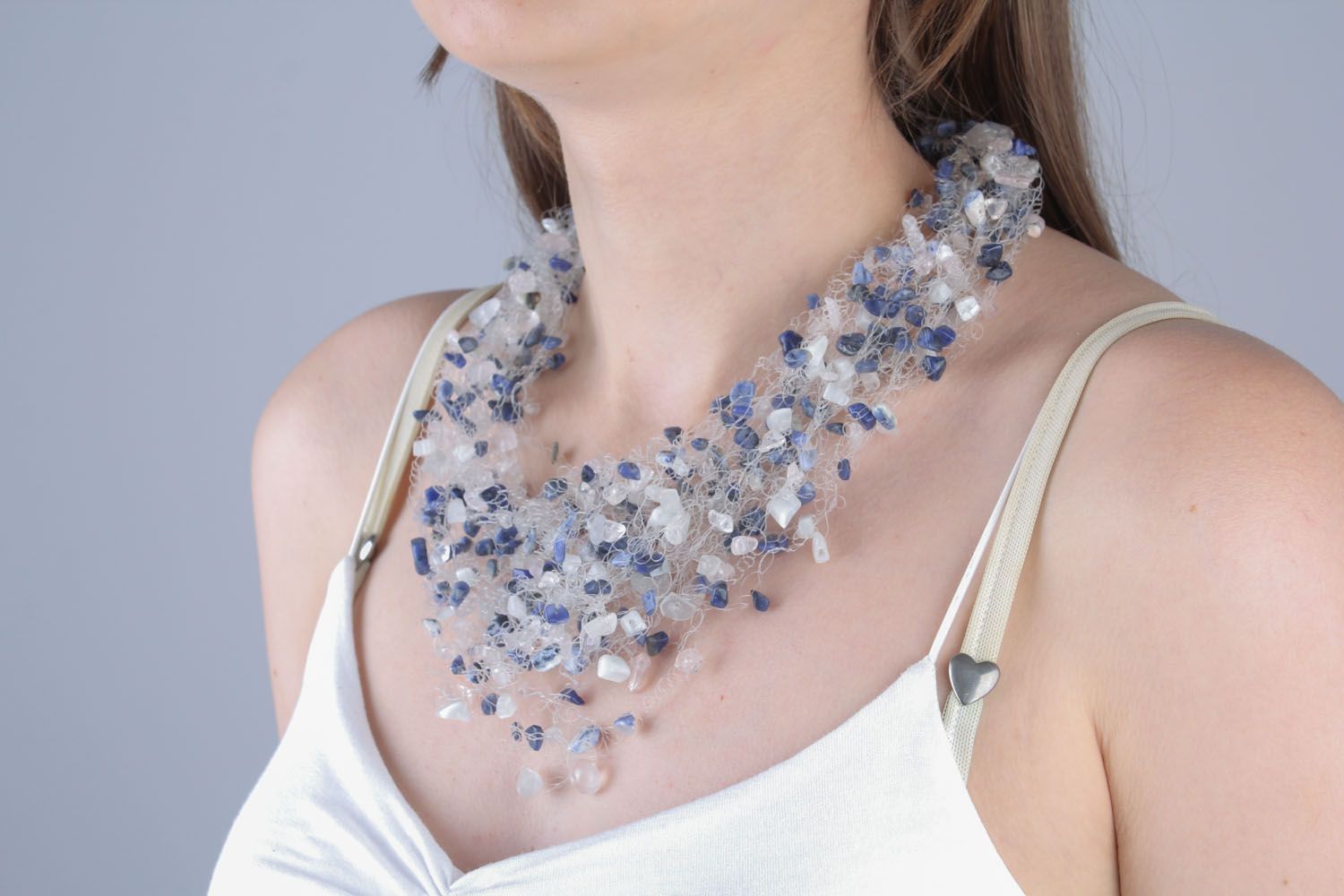 Airy necklace made of natural stones photo 4