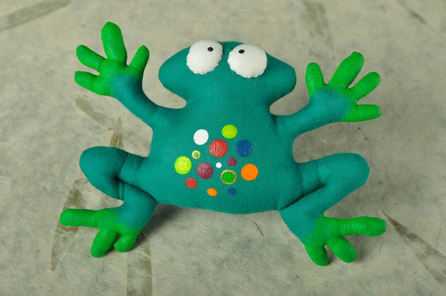 Handmade Kuscheltier Frosch Stoff Spielzeug Geschenk für Kinder künstlerisch foto 3