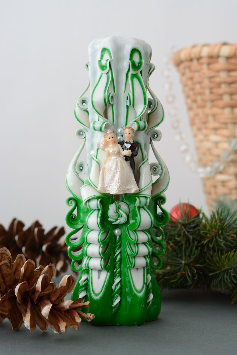 Vela de parafina decorativa esculpida artesanal para casamento  foto 1