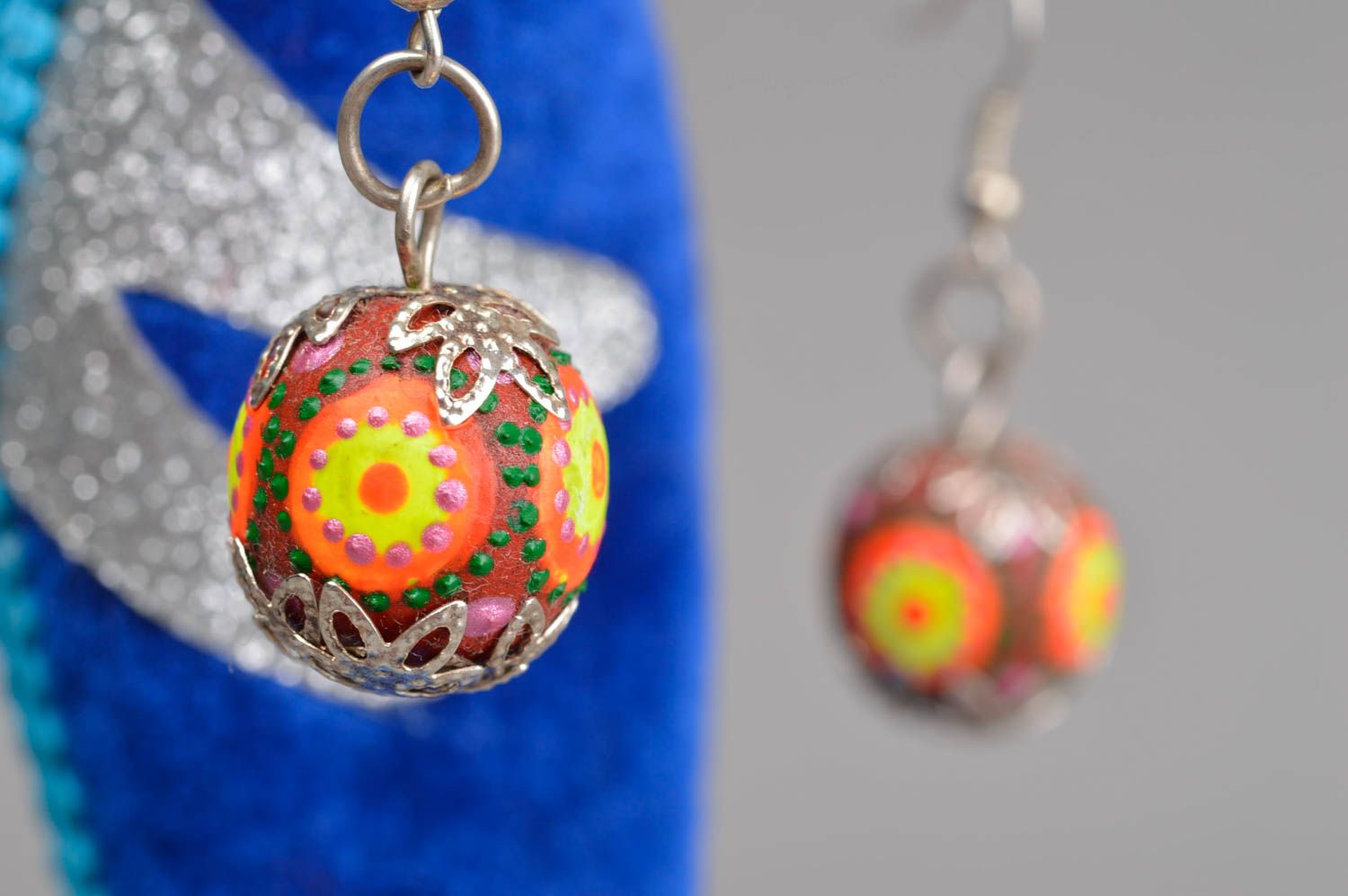 Stylish handmade dangle earrings wooden ball earrings costume jewelry designs photo 1