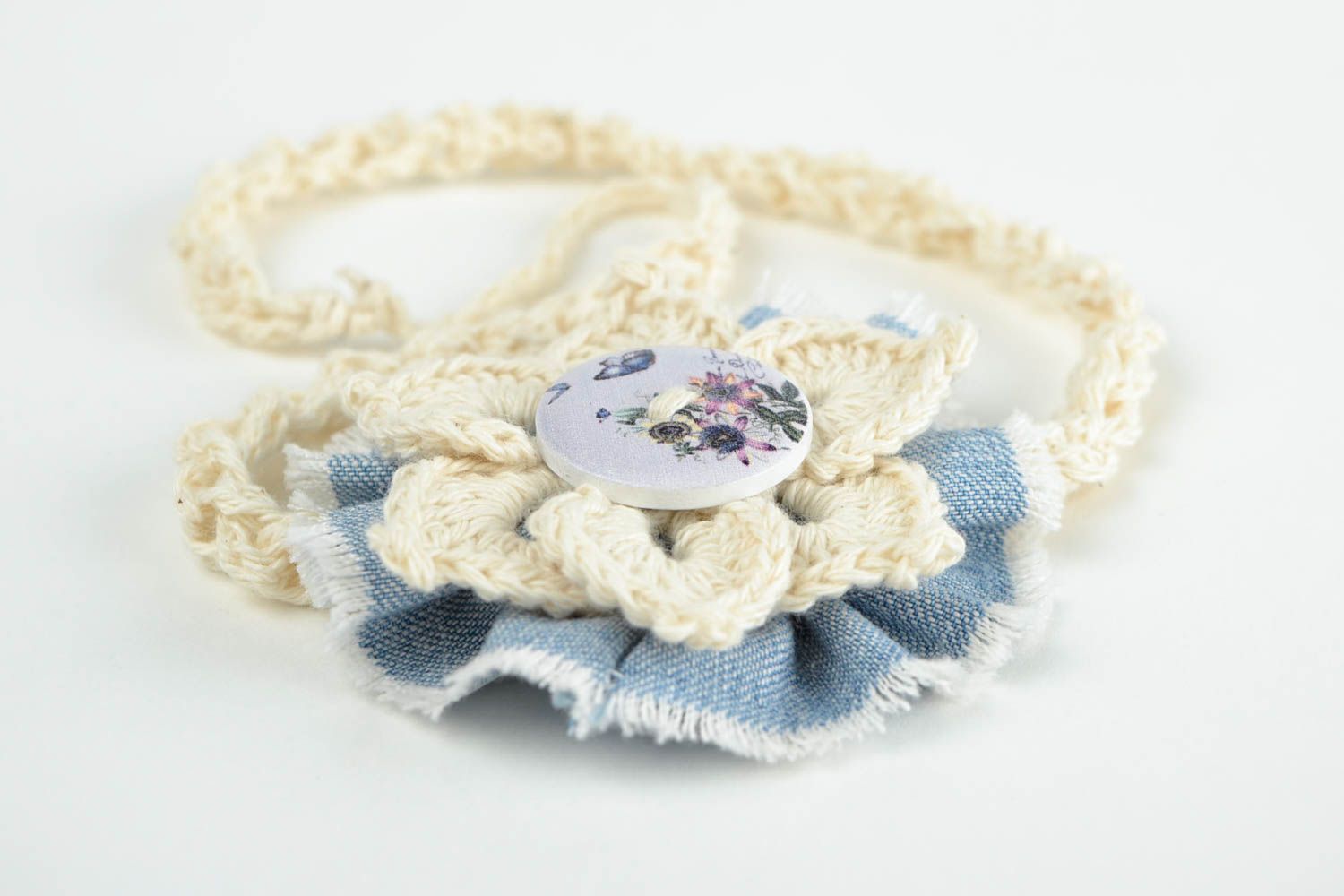Handmade Haarband mit Blume Mädchen Haarschmuck Accessoire für Haare gehäkelt foto 3