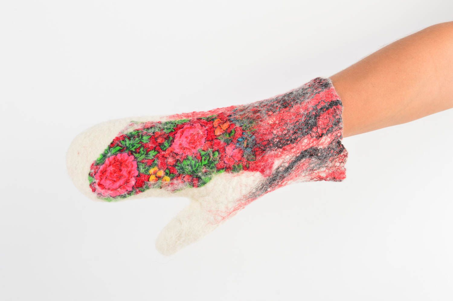 Bunte Handschuhe aus Wolle handmade Winter Accessoire Geschenk für Frauen foto 5