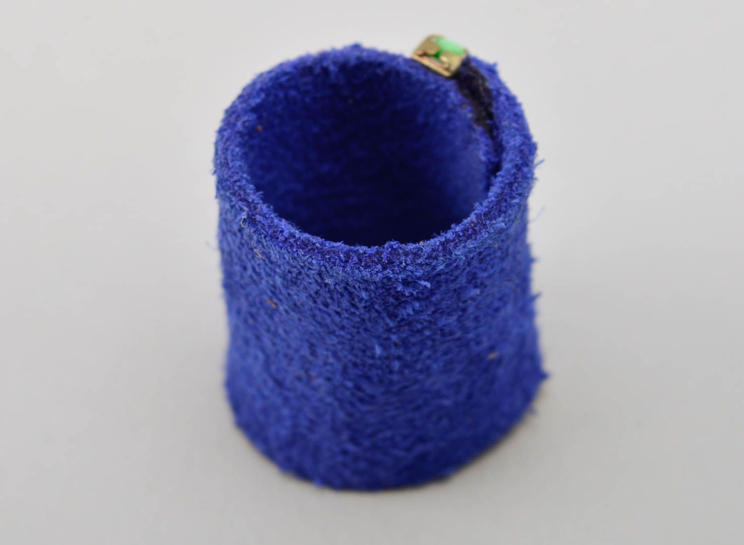 Кольцо ручной работы кольцо из кожи женское кольцо украшение из кожи синее фото 4