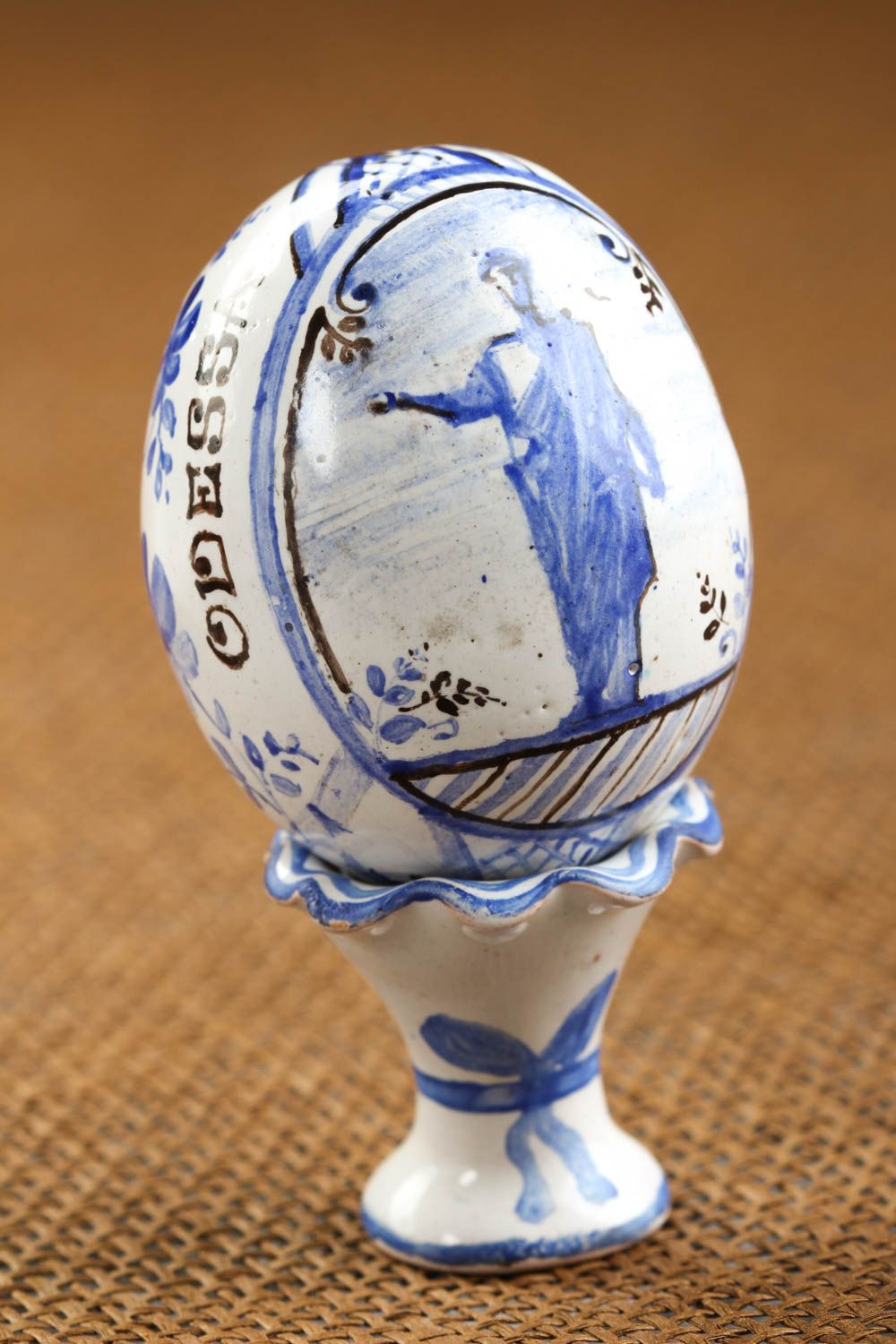 Декоративное яйцо ручной работы авторская керамика необычный декор интерьера фото 1