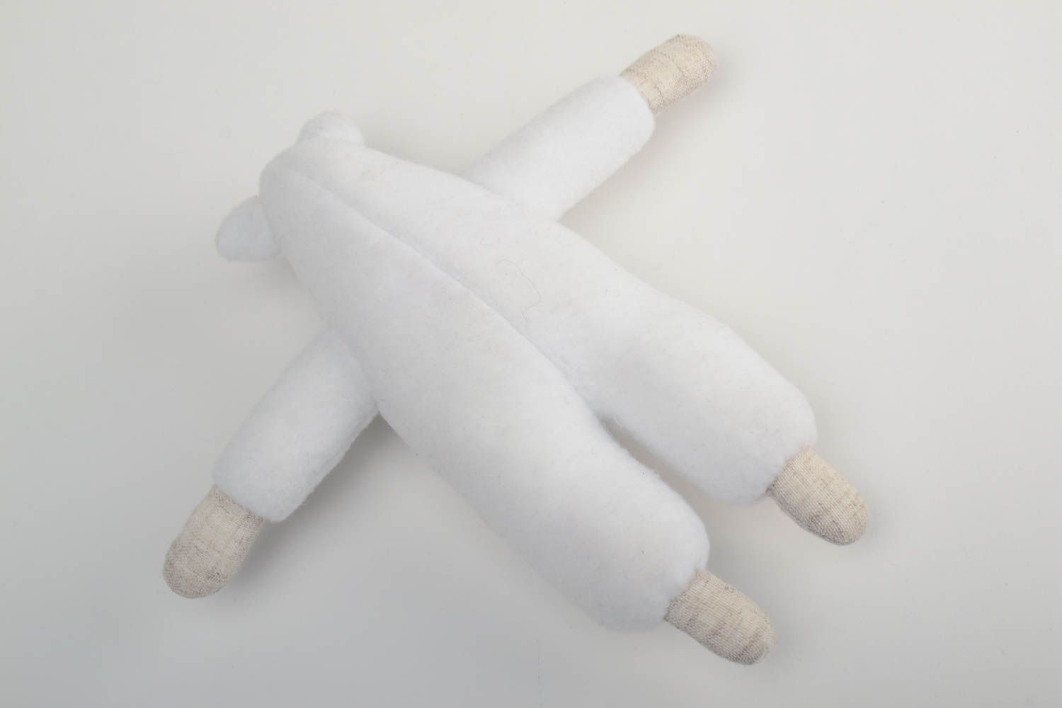 Jouet mou Brebis blanc en tissu polaire et coton original fait à la main photo 4