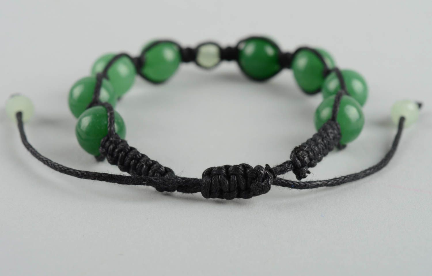 Bracelet tressé Bijoux fait main agate vert Accessoire femme de créateur photo 5