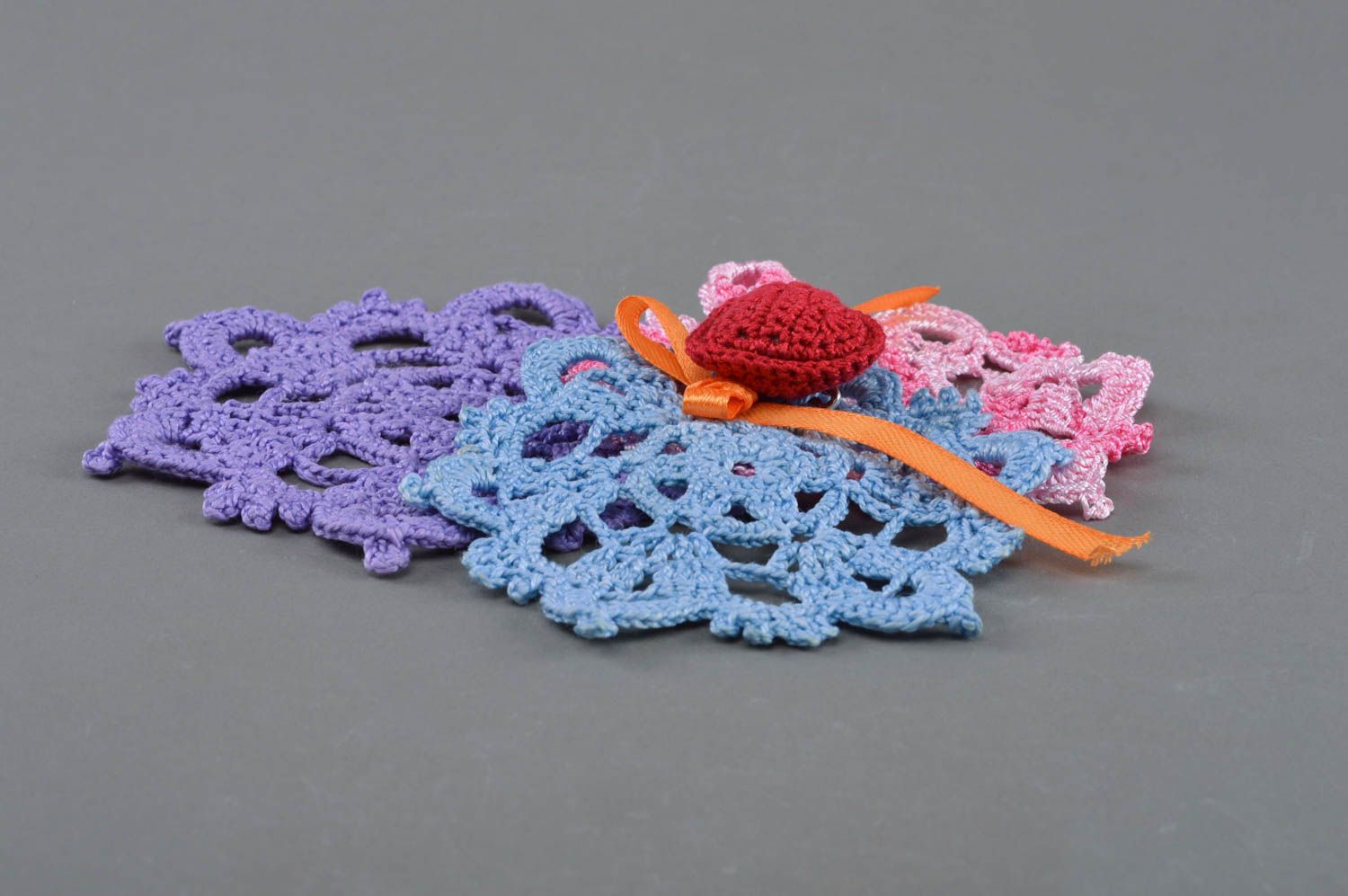 Napperon tricoté au crochet de design fait main original multicolore en coton photo 3