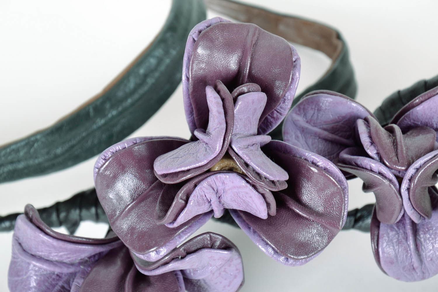 Decorative leather flowers Iris photo 4