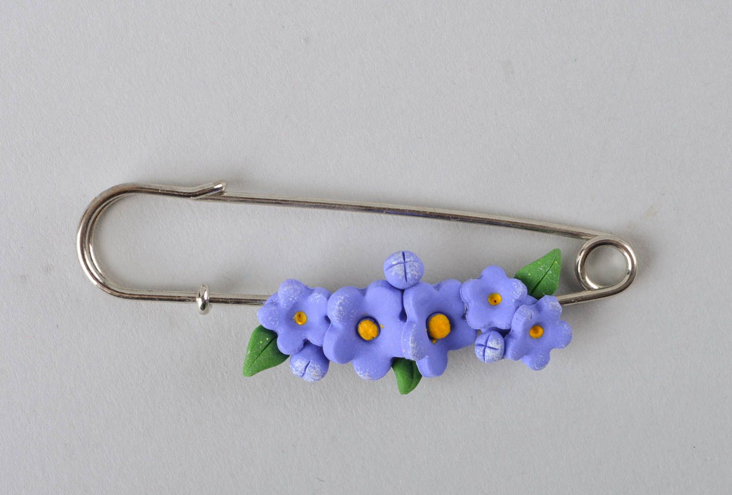Handmade elegant flower brooch unusual brooch made of clay stylish jewelry photo 2