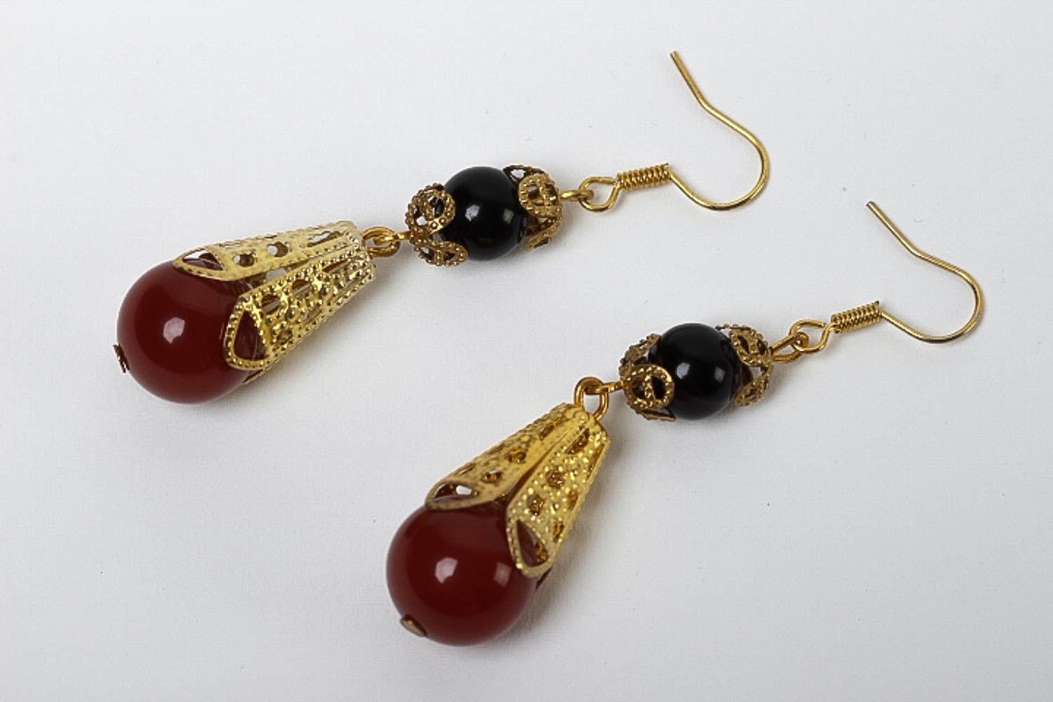 Handmade Ohrringe Perlen Ohrhänger Geschenk für Frauen mit Carnelian elegant foto 2