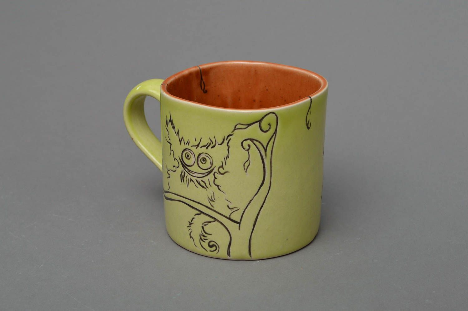 Originelle Tasse aus Porzellan handmade mit Aufschrift gelb klein schön foto 2