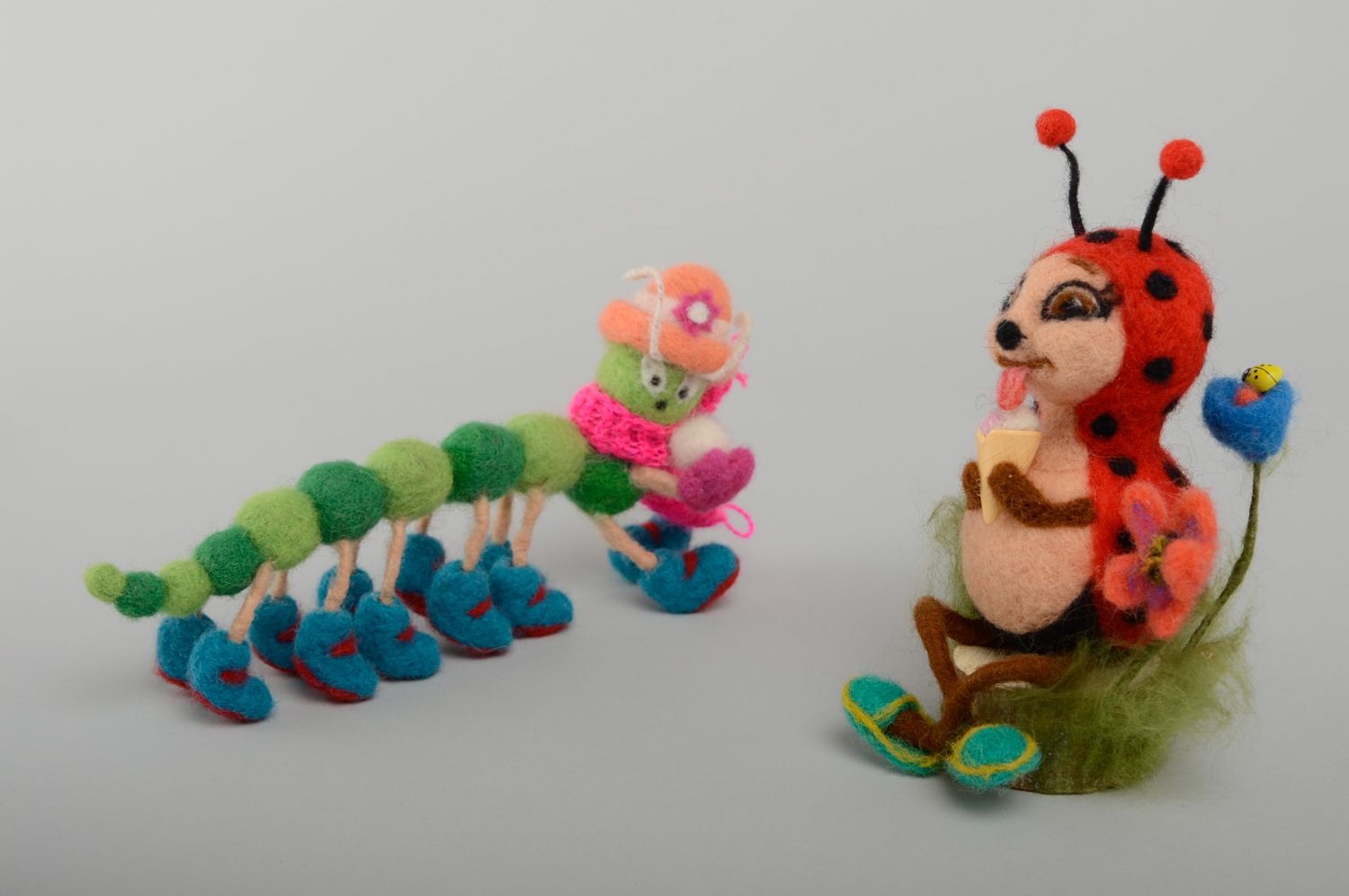 Bright felted wool toy Worm photo 5