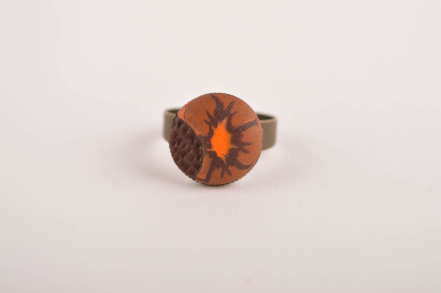 Кольцо ручной работы украшение из полимерной глины украшение кольцо стильное фото 3