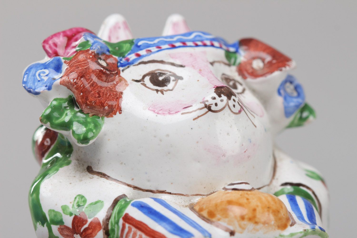 Декоративная керамическая кошка красивая фигурка ручной работы Украиночка фото 4
