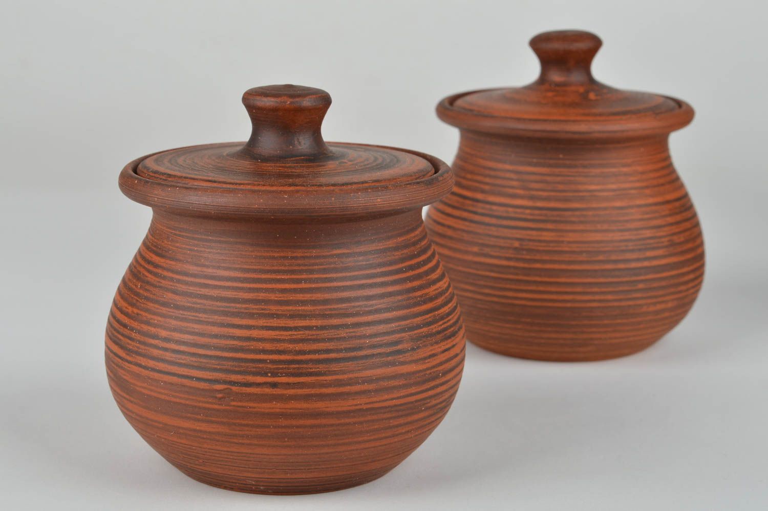 Set of two ceramic spice 12 oz pots with lids 2 lb photo 4