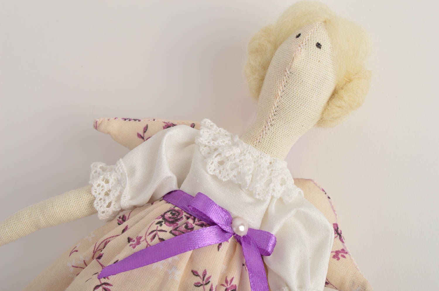 Muñeca artesanal de tela regalo para niñas original decoración de casa Ángel foto 5