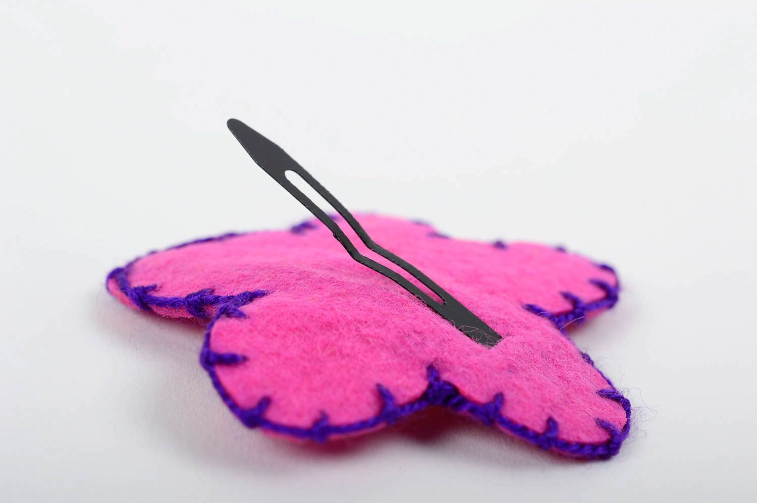 Handmade unique wool felted barrette designer hair accessory hairpin for girls photo 4
