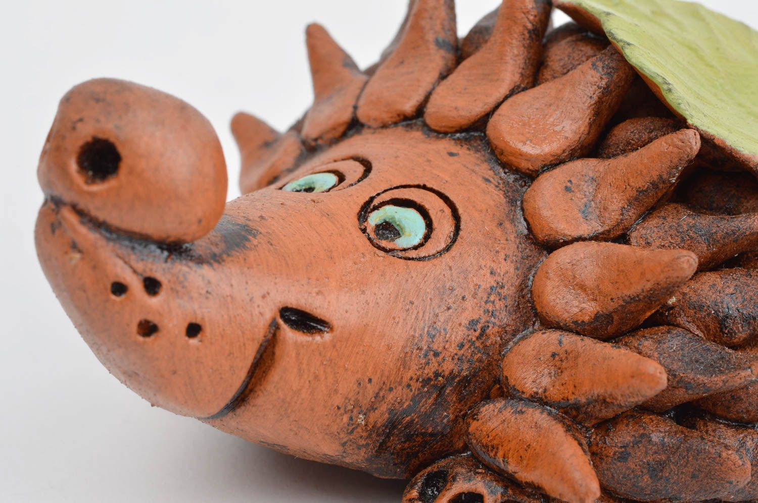 Handmade Keramik Figur Kinder Geschenk Wohnzimmer Deko aus Ton Igel lustig foto 4