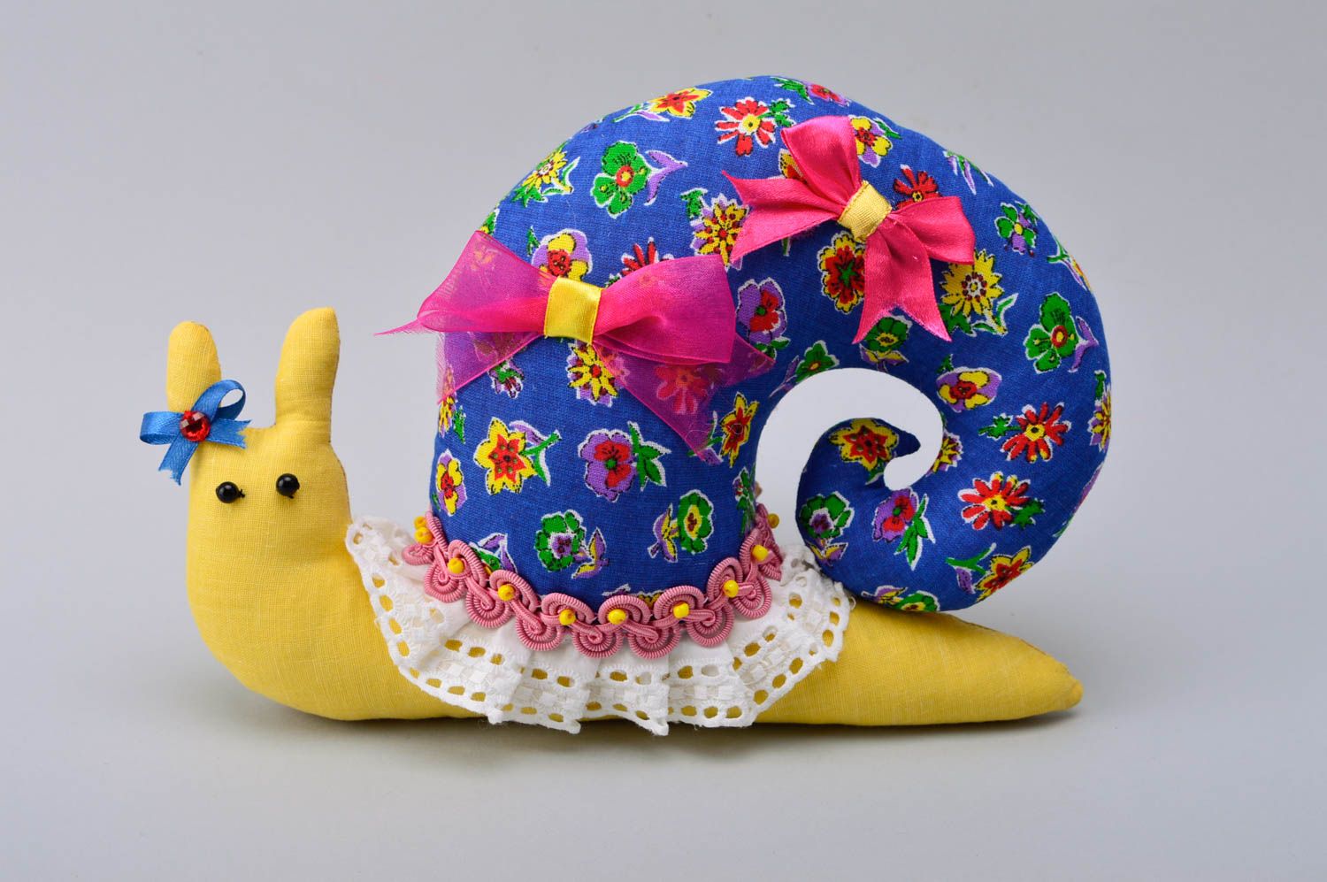 Handmade soft toy snail toy floral fabric stuffed animals birthday gifts for kid photo 2