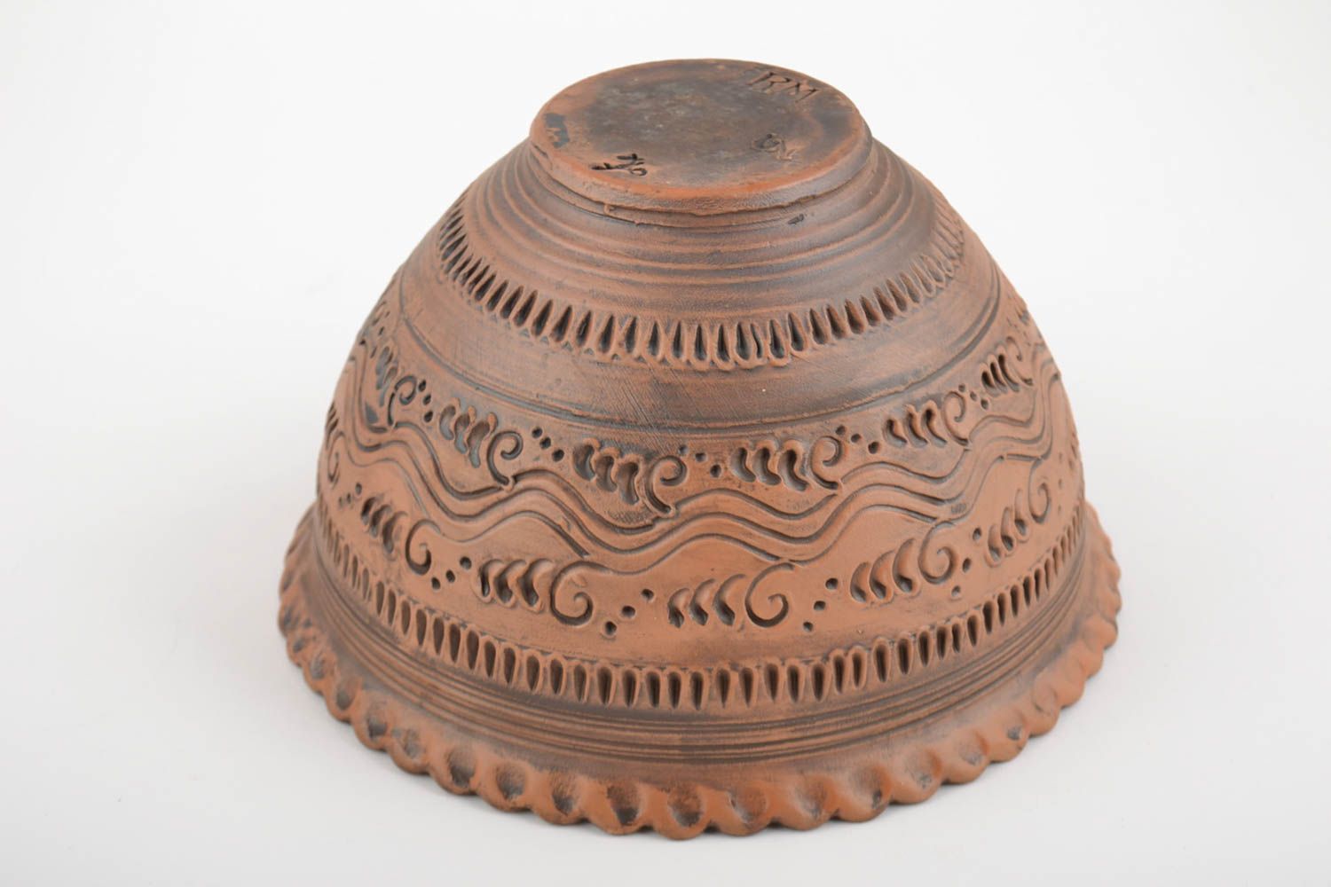 Big handmade designer ceramic bowl with patterns 3 l capacity photo 5
