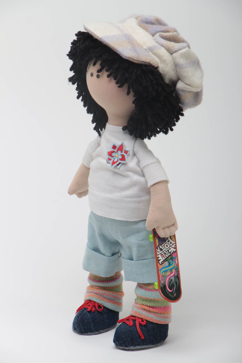 Designer handmade Puppe aus Stoff originell für Haus Interieur mit Haaren foto 2