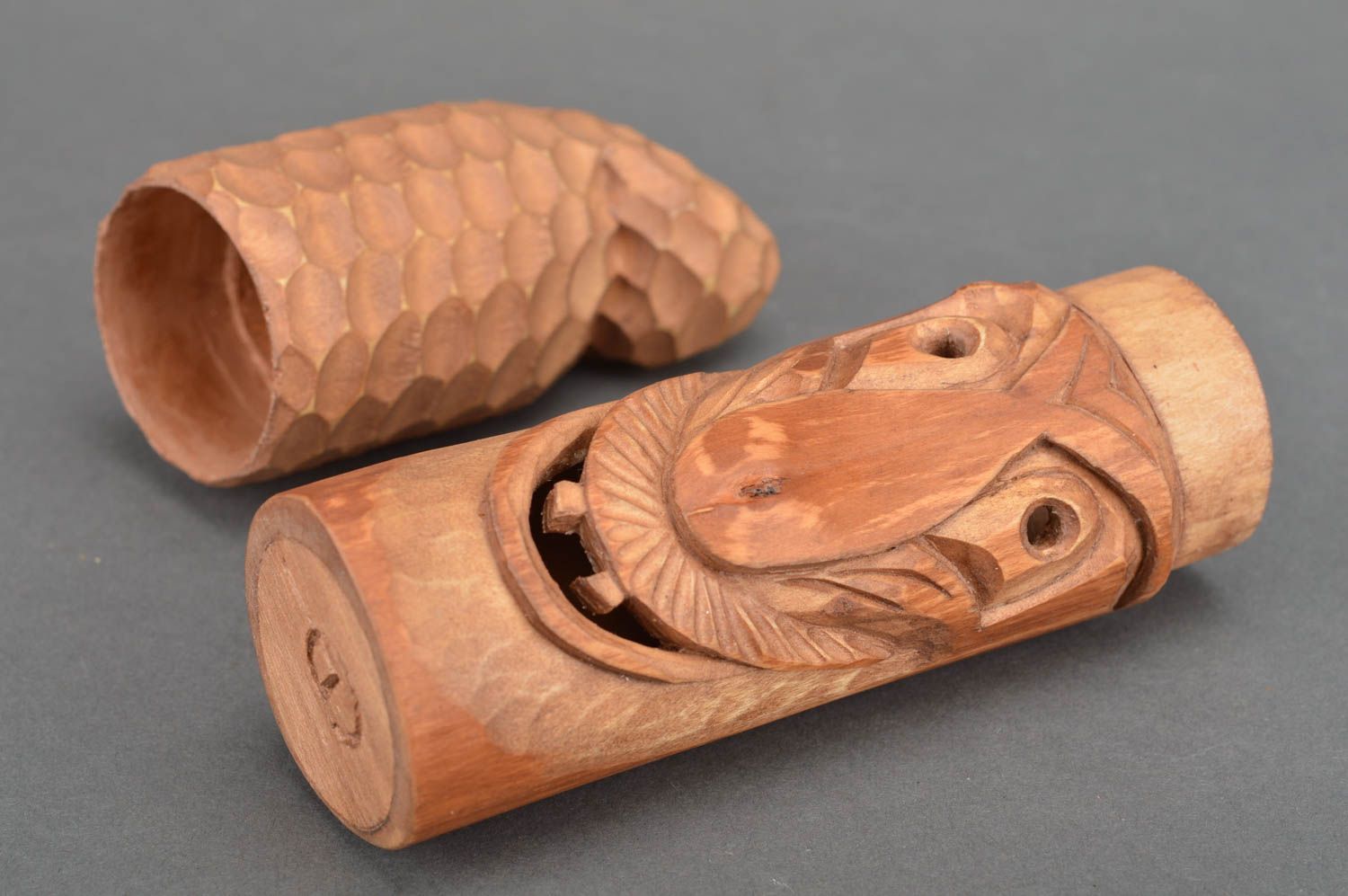 Cache-bouteille en bois déco fait main original accessoire ethnique pratique photo 4