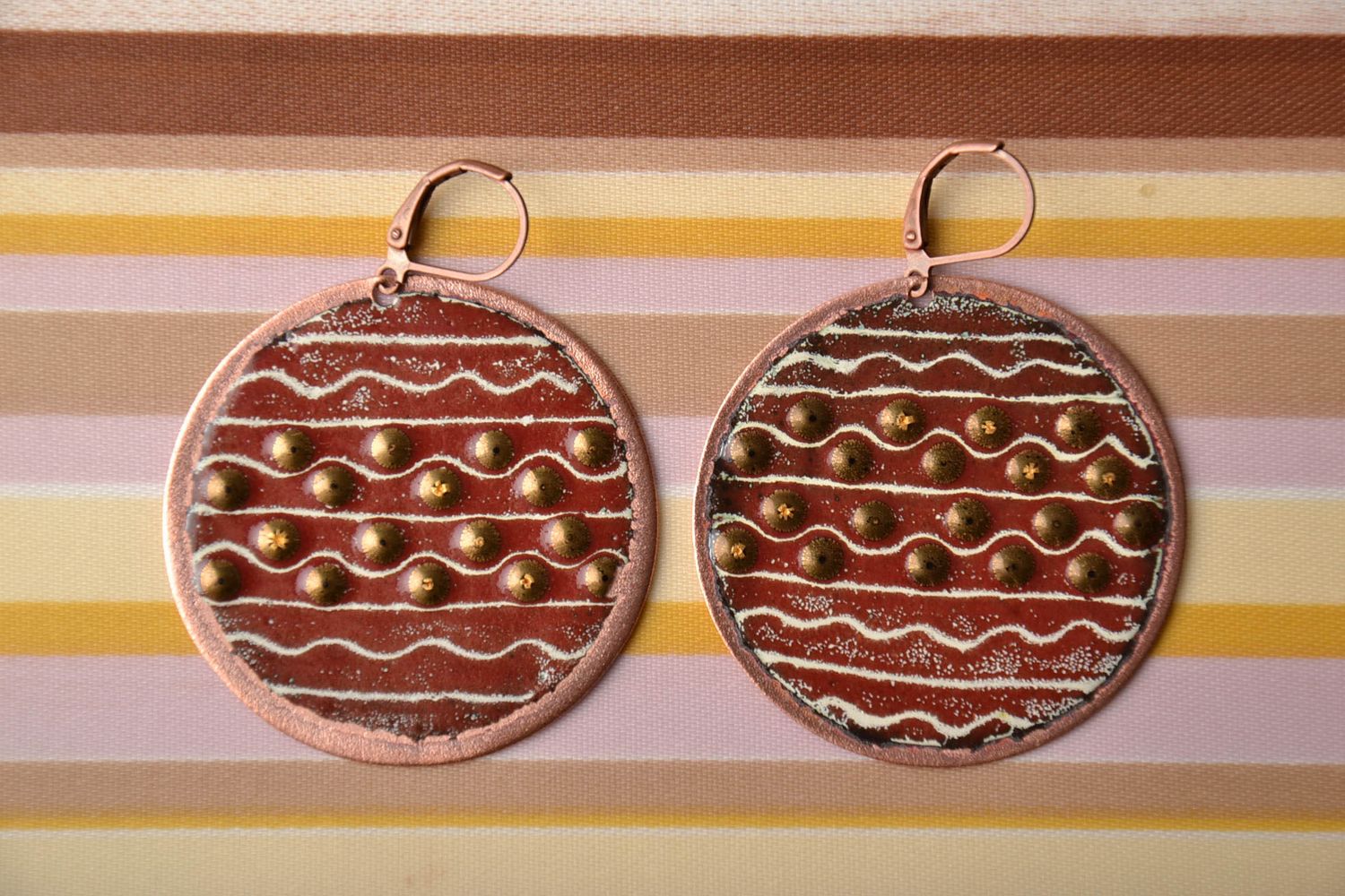 Large round copper earrings  photo 1