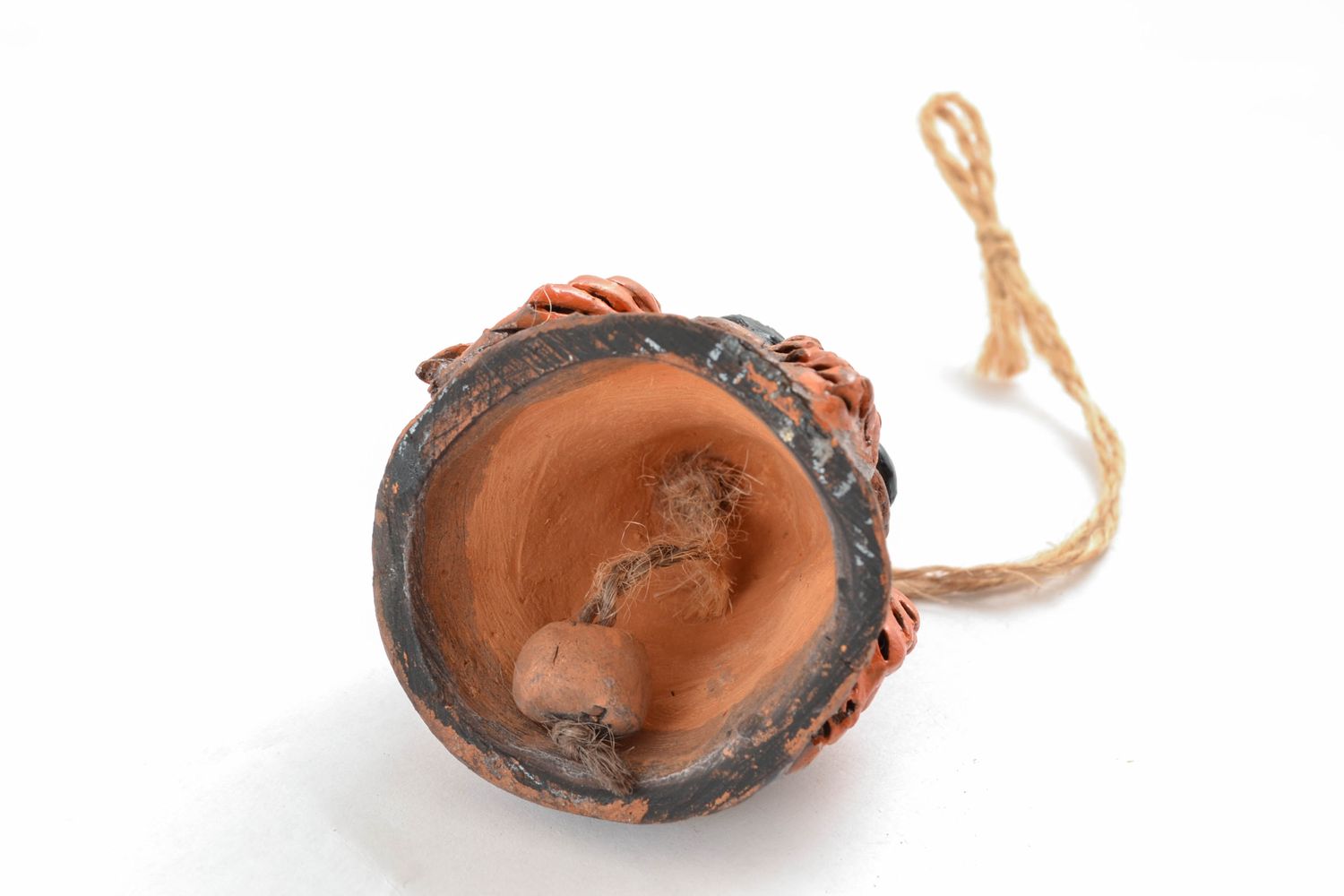 Cloche en céramique en forme de hibou faite main photo 3
