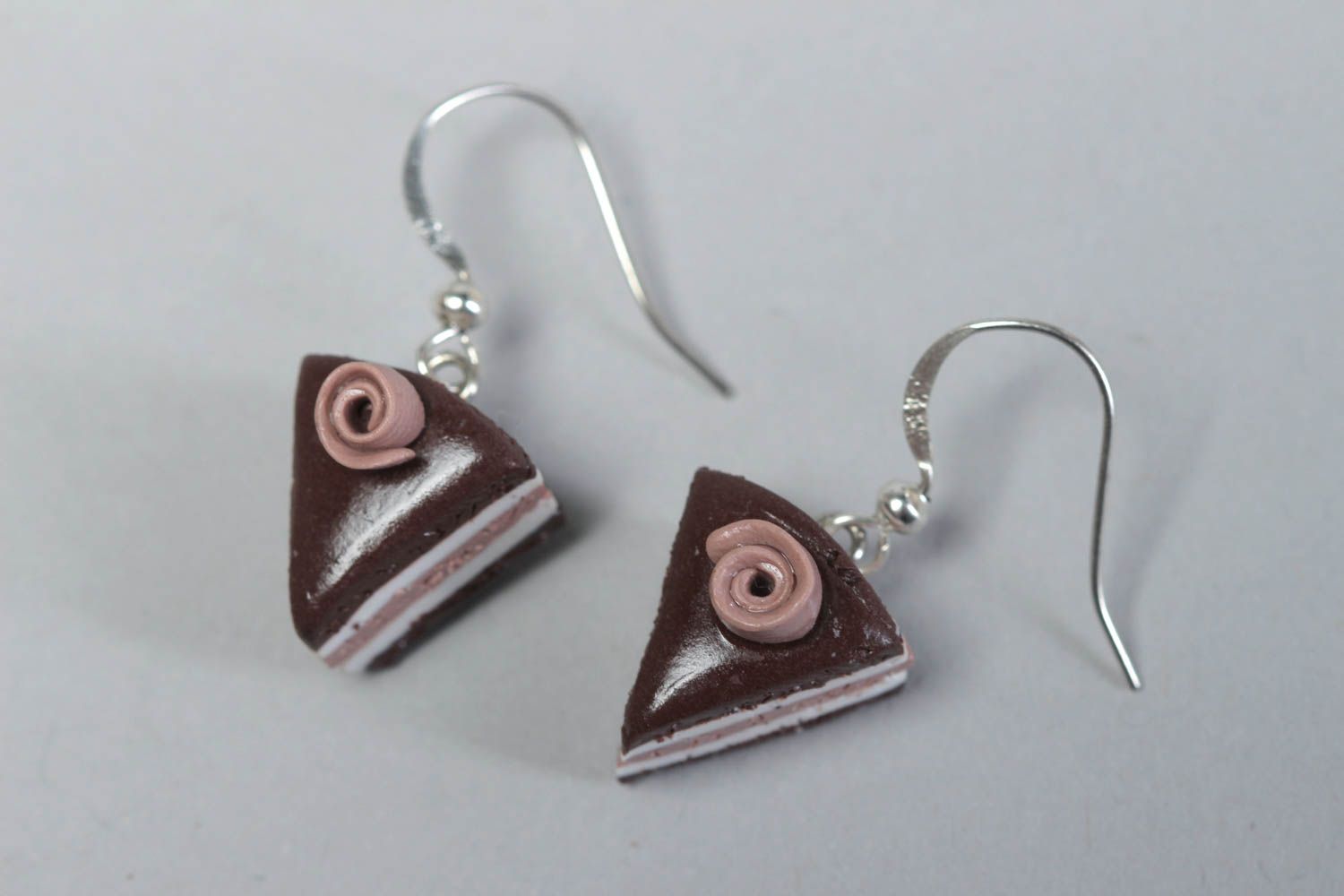 Polymer clay earrings handmade long earrings with charms delicate earrings photo 2