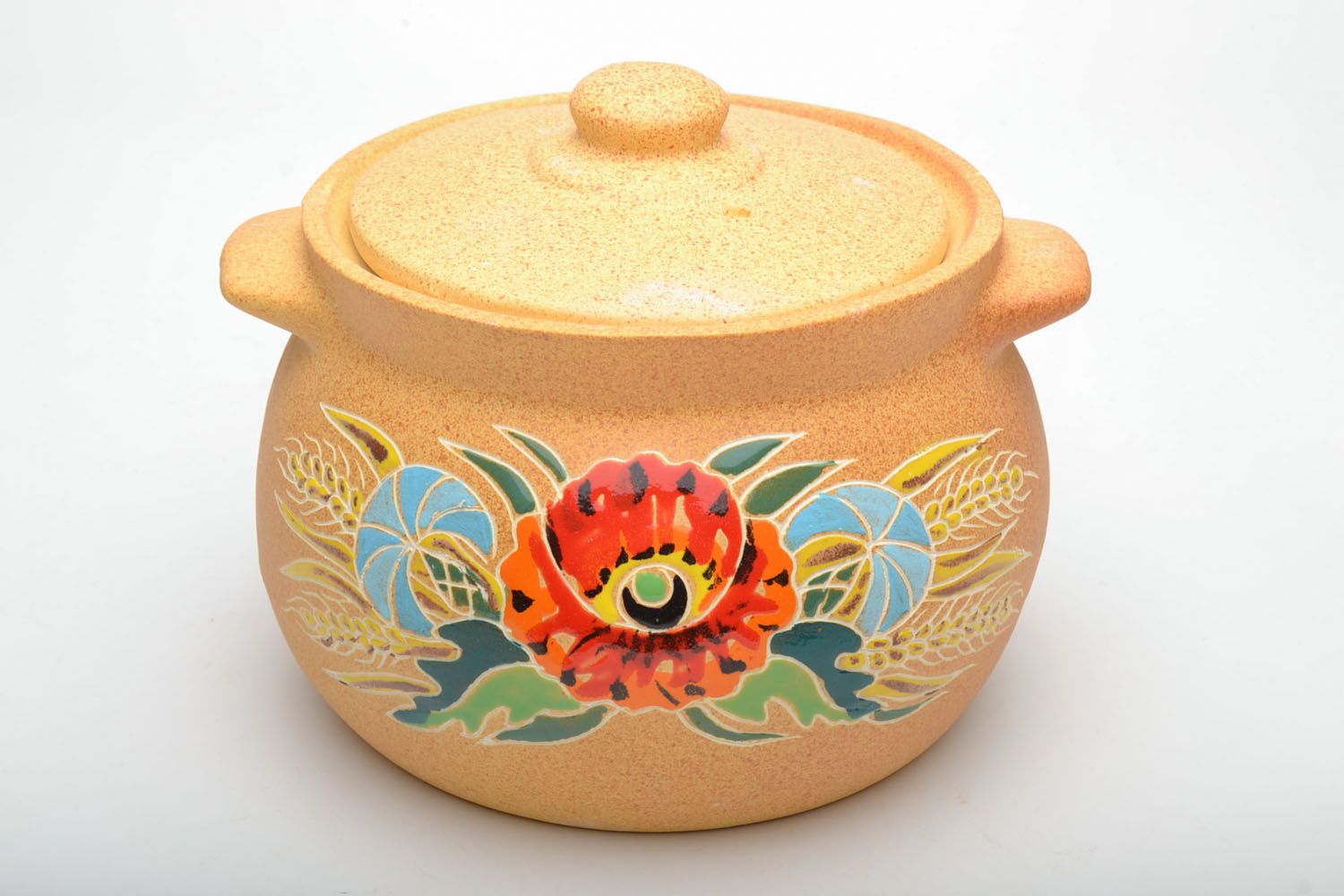 Pot de cuisine en argile fait main original soupière vaisselle avec ornement photo 2