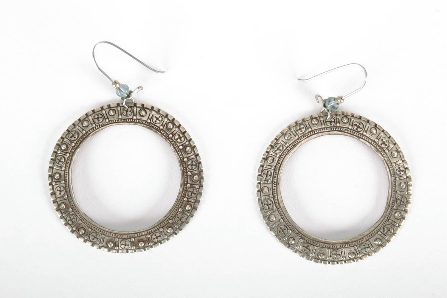 Stamped round earrings photo 2