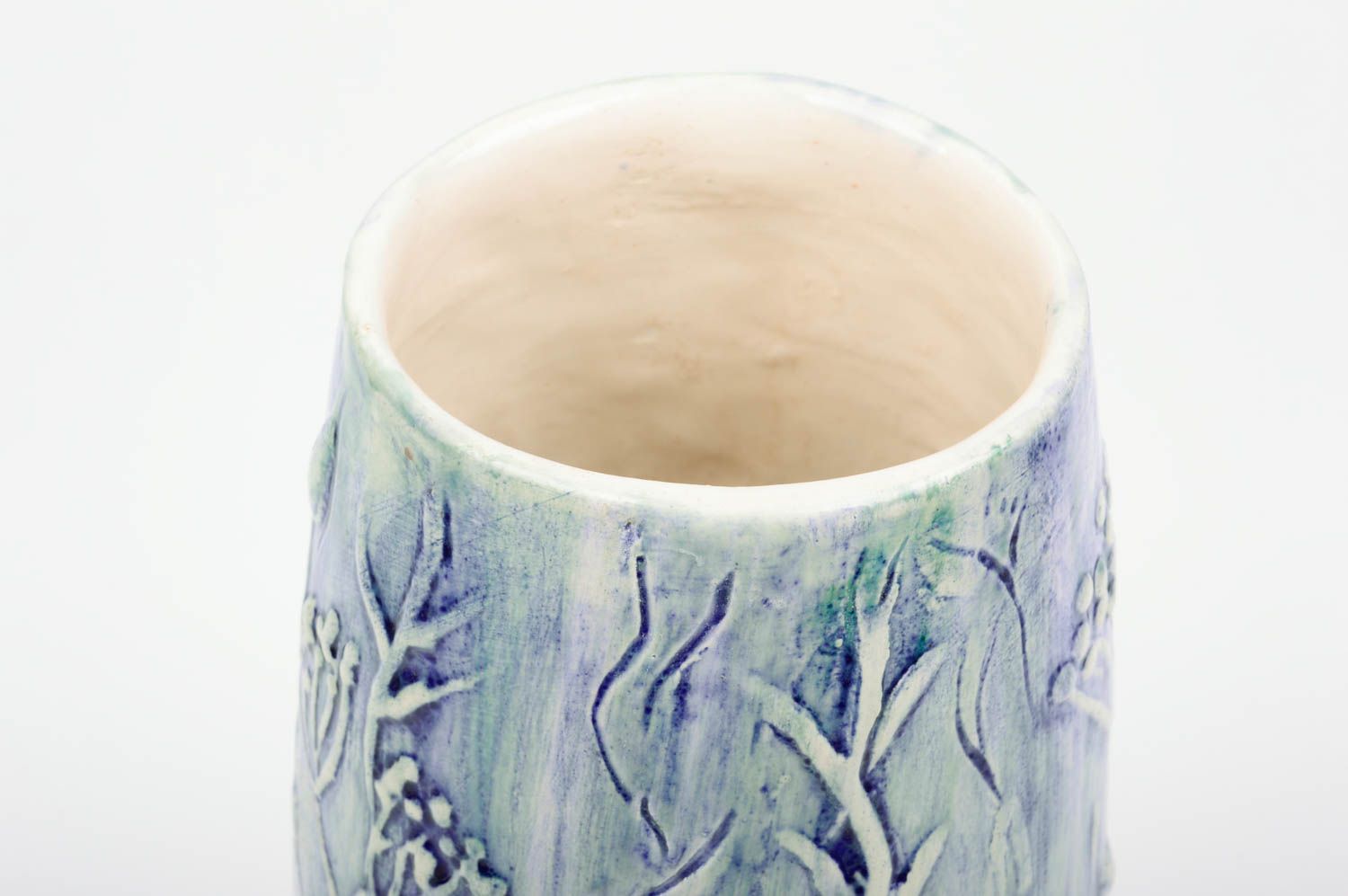 Vase décoratif fait main en céramique original peint de glaçure pour fleurs 1 L photo 2