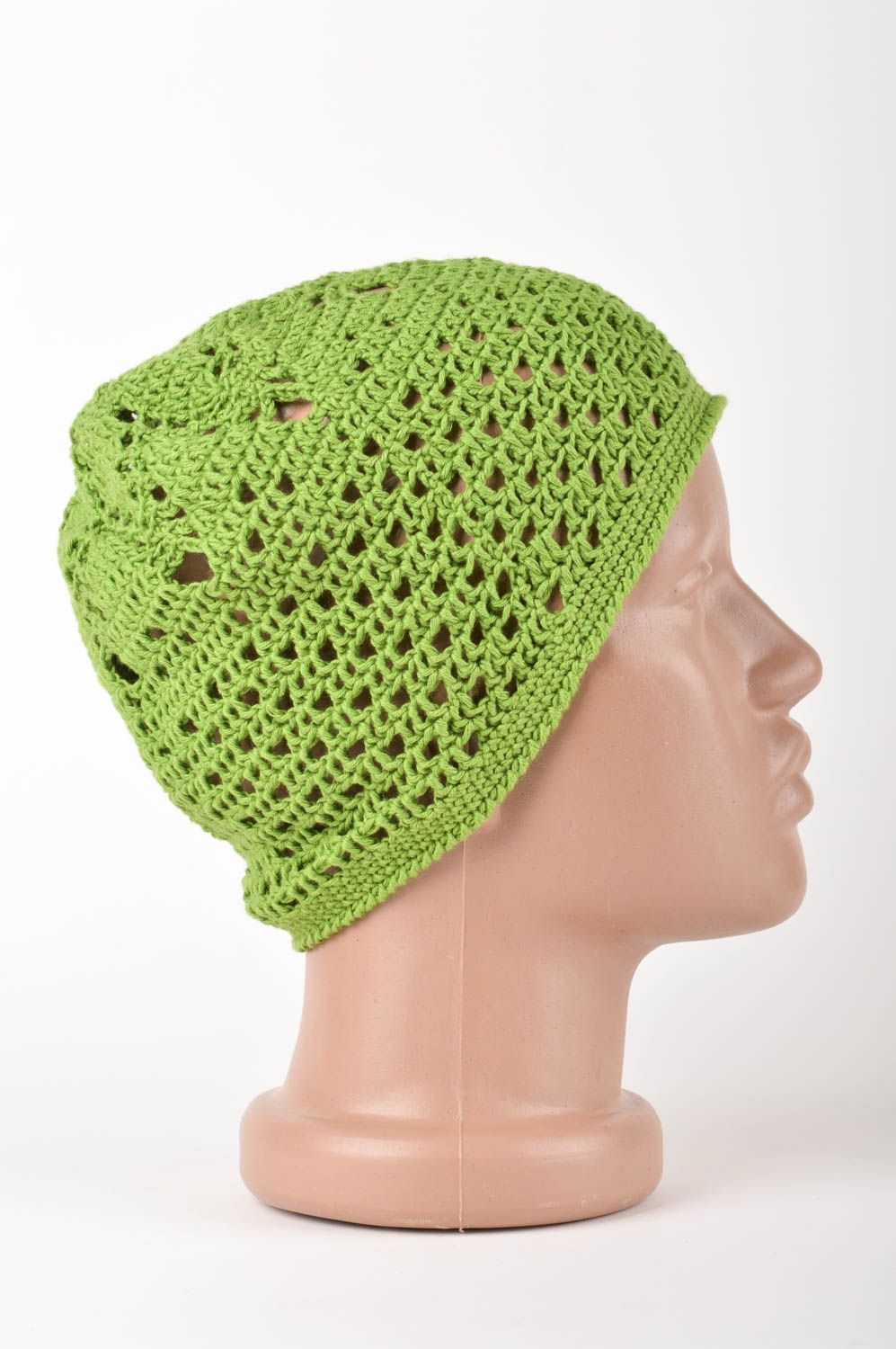 Bonnet tricot fait main Chapeau au crochet tricoté vert Vêtement enfant photo 3