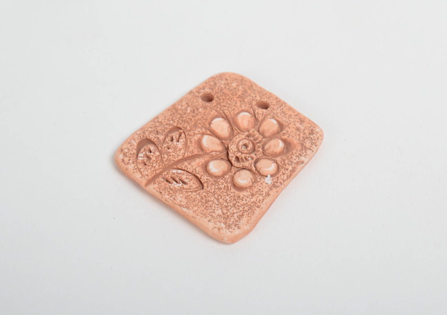Handmade designer ceramic blank for pendant making DIY jewelry Flower photo 4