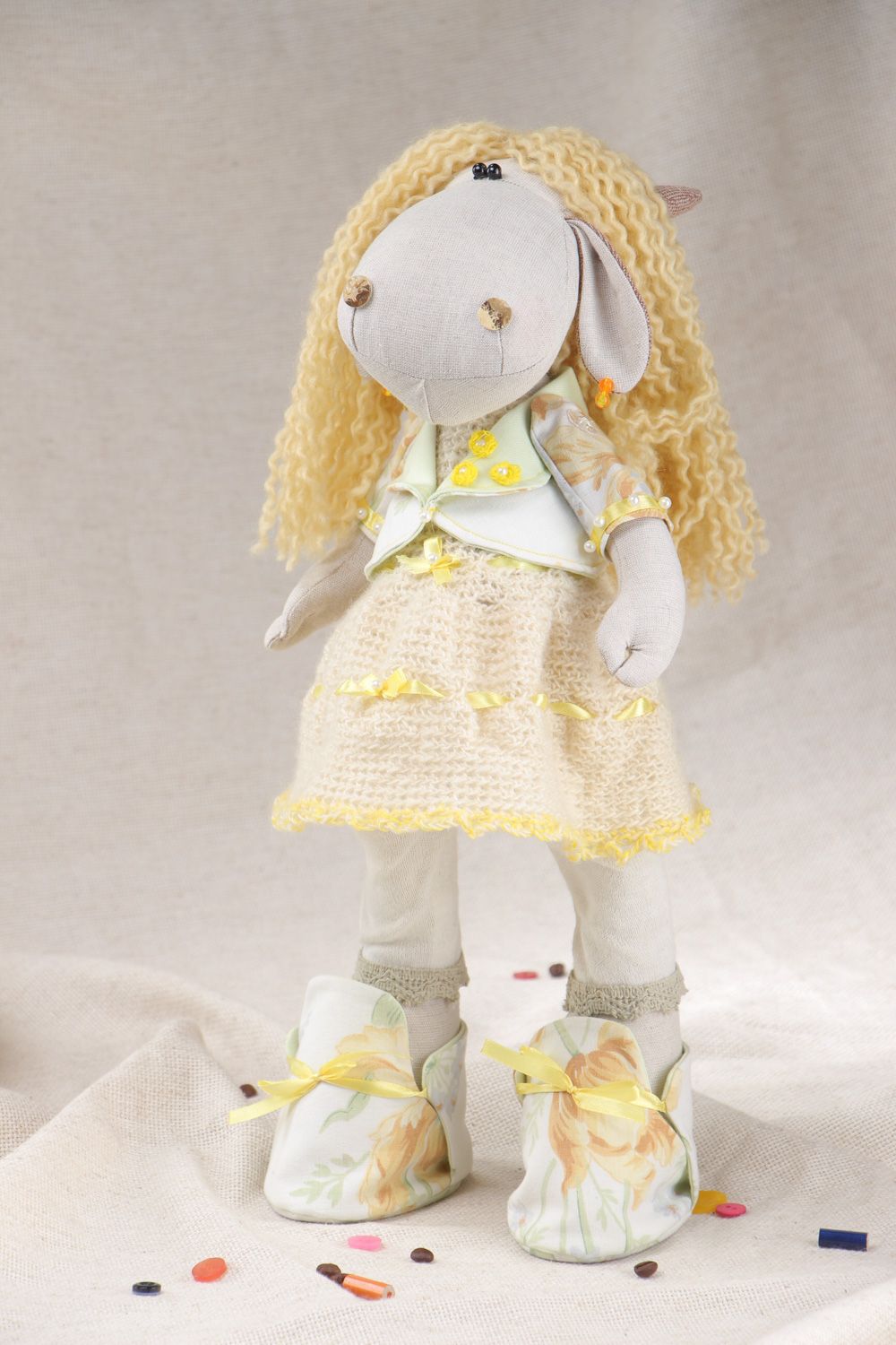 Large handmade fabric soft toy nanny goat for children photo 5