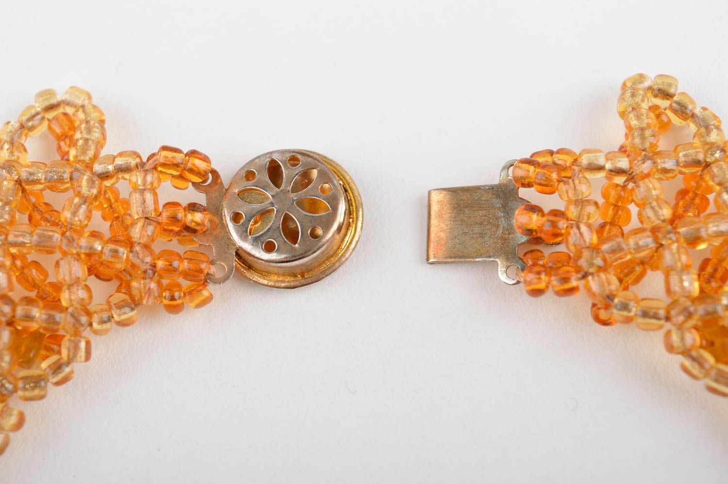 Колье из бисера украшение ручной работы янтарное нарядное ожерелье из бисера фото 5
