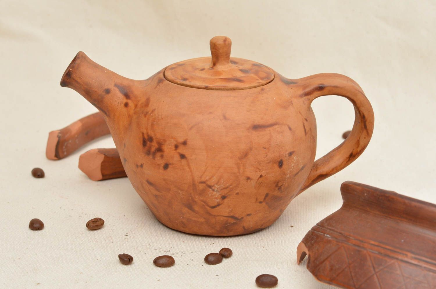 Runde schöne Ton Teekanne handmade umweltfreundliches Geschirr originell foto 1