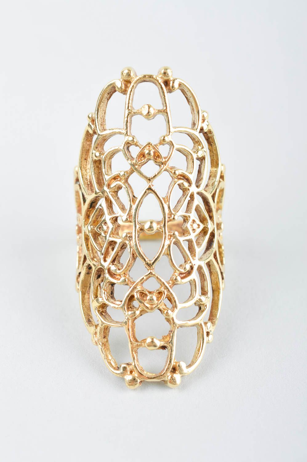 Unusual handmade metal ring beautiful jewellery exclusive brass ring for girls photo 3