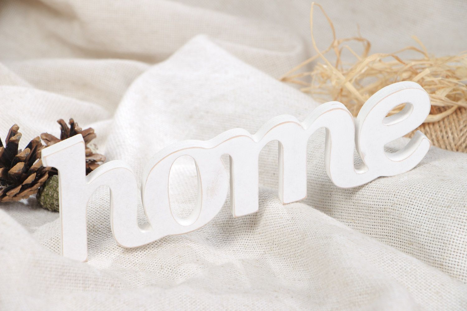 Chipboard mot Home fait main en contreplaqué blanc décoration pour maison photo 1