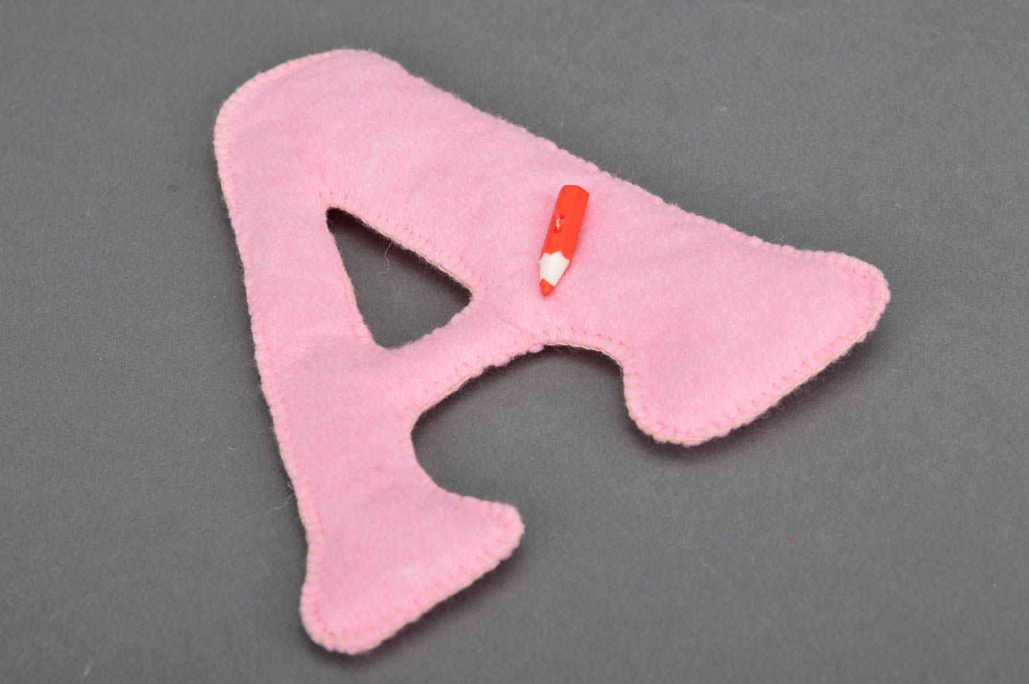Pink handmade cute soft decorative letter A made of felt for home decor photo 2