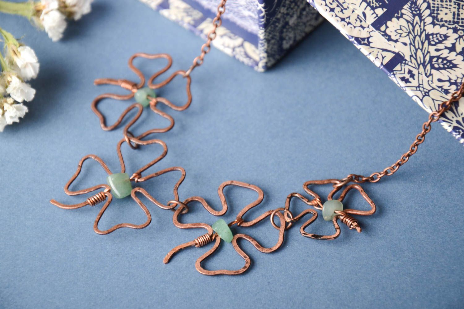 Handmade copper necklace metal pendant handmade metal jewelry fashion accessory photo 5