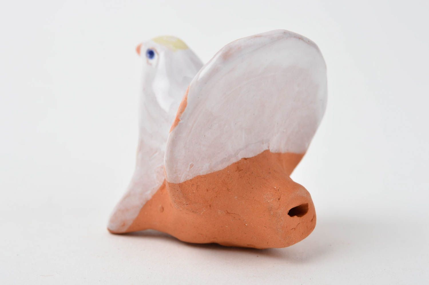 Sifflet jouet Instrument de musique fait main Figurine oiseau argile peinte photo 4