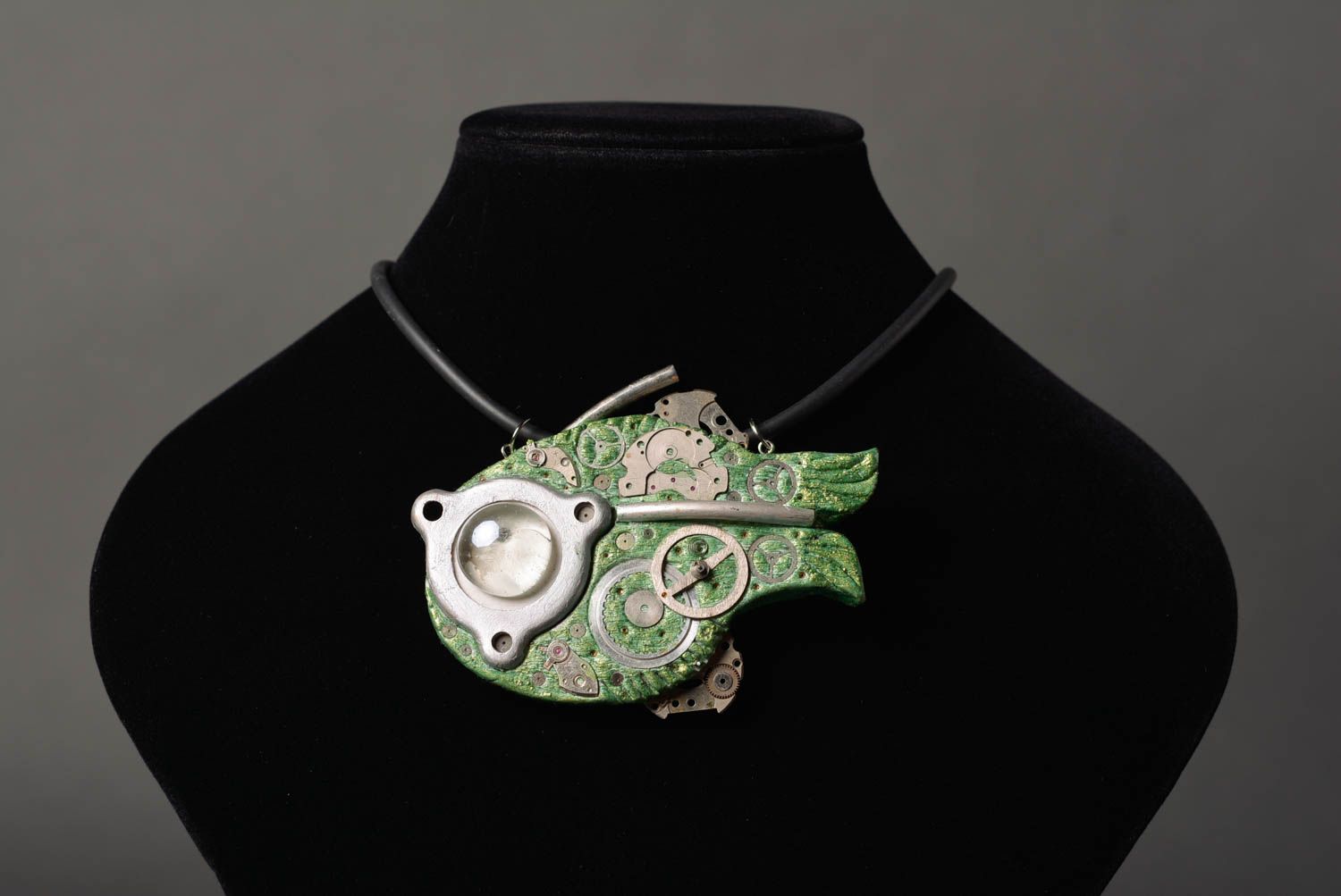 Unusual handmade metal pendant neck accessories steampunk jewelry designs photo 2