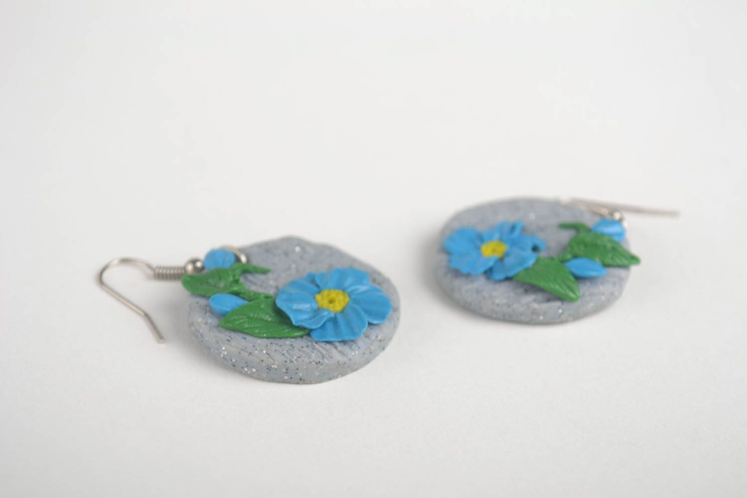 Handmade zarte blaue Blumen Ohrringe Designer Schmuck Accessoires für Frauen foto 3