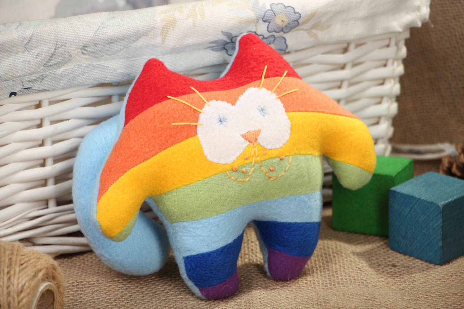 Мягкая игрушка из флиса Полосатый кот фото 5