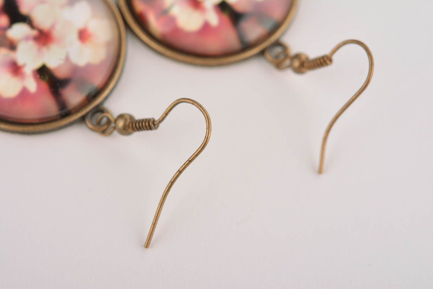Stylish handmade metal earrings glass cabochon earrings beautiful jewellery photo 5