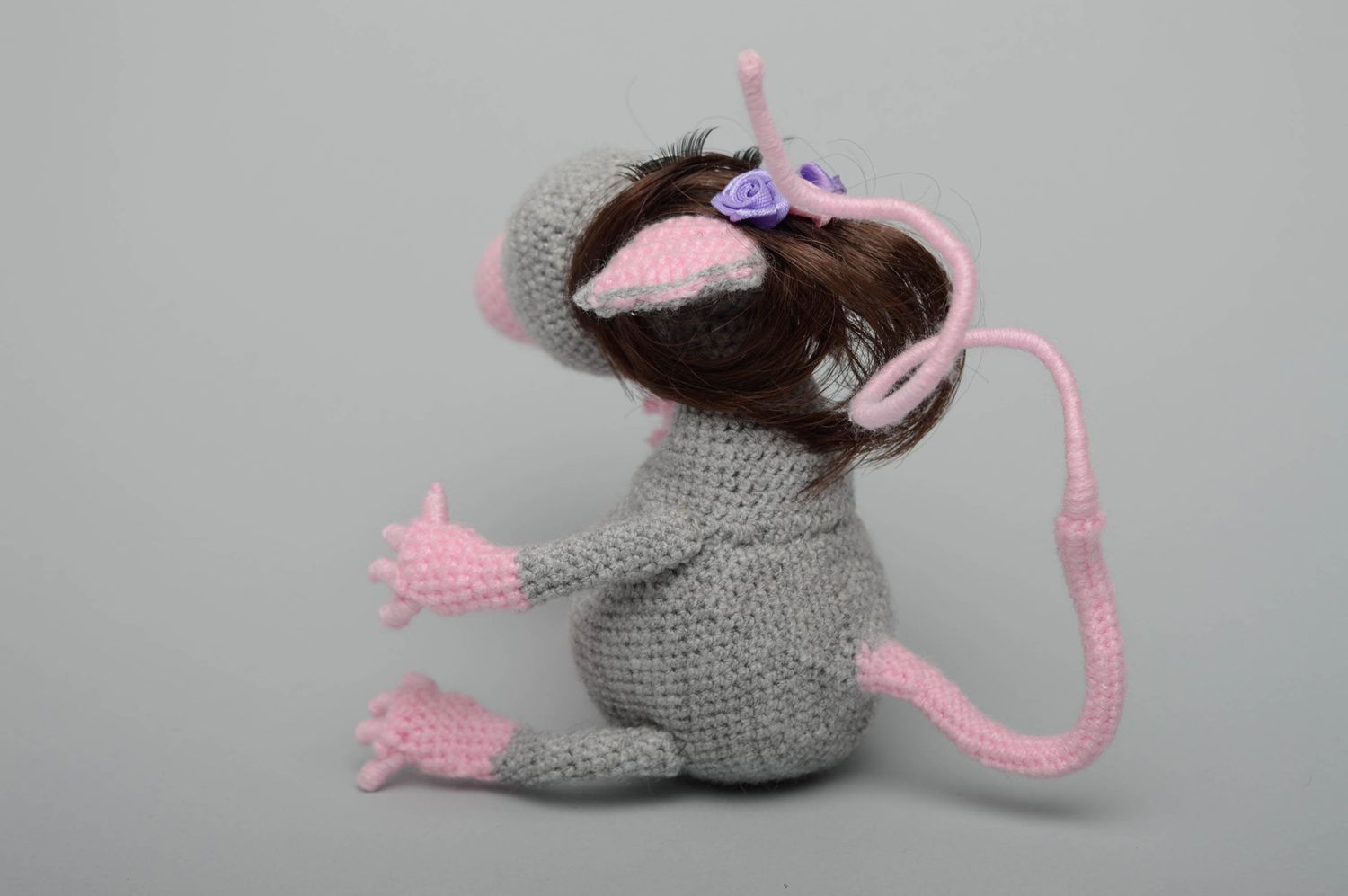 Handmade knit toy Mouse photo 2