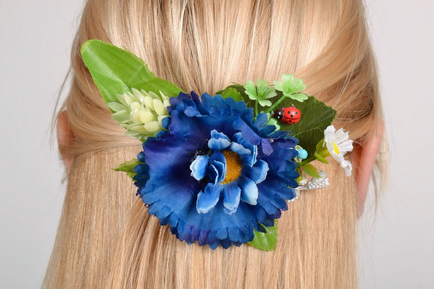 Blaue Brosche-Haarklemme Flockenblume foto 4