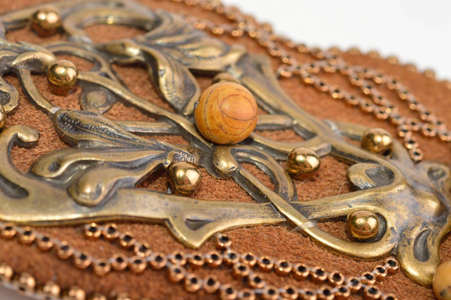 Metal brooch handmade beaded brooch vintage brooch stylish jewelry for women photo 5