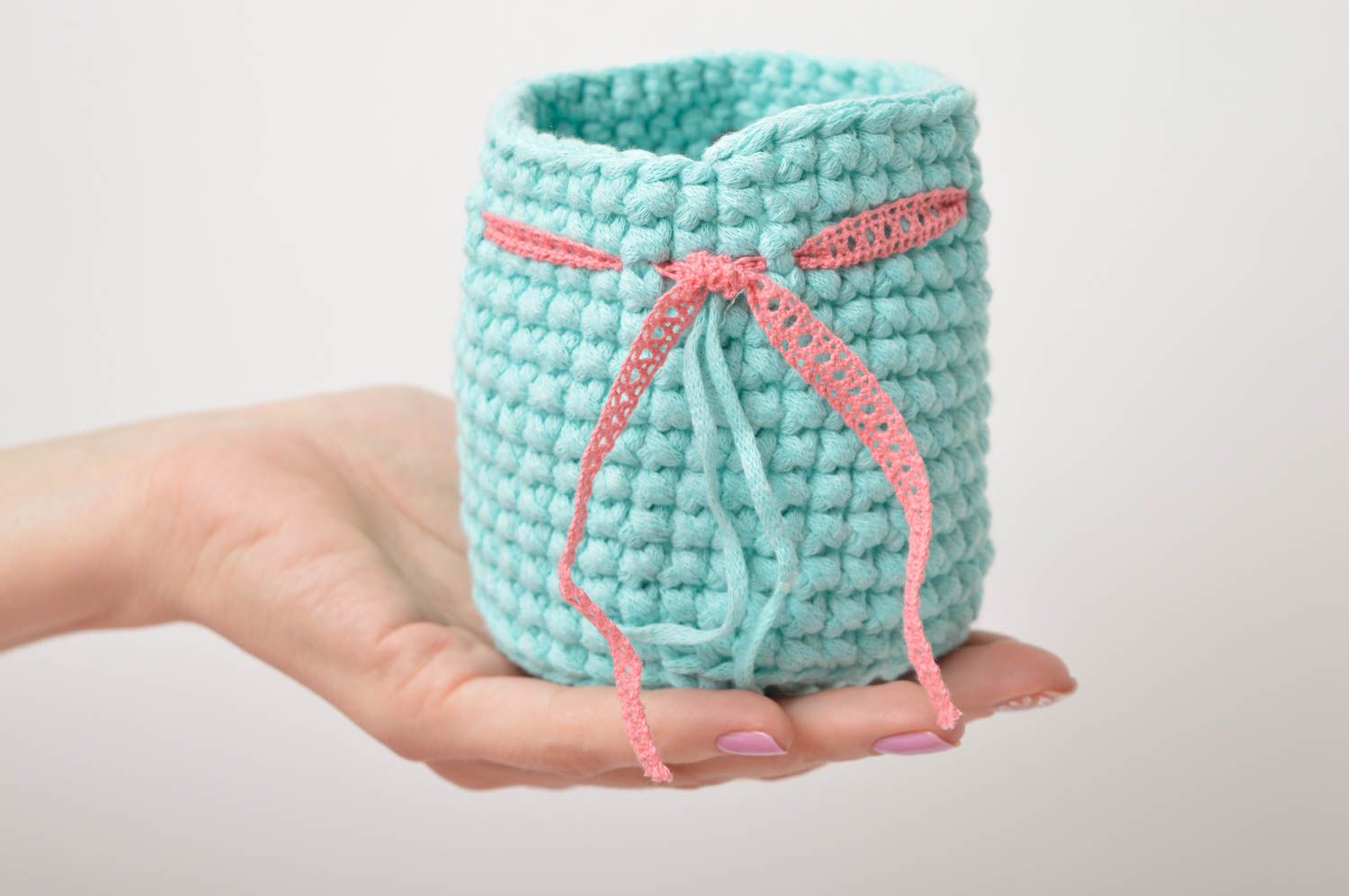 Porta vaso en crochet artesanal accesorio de cocina regalo original para mujer foto 5